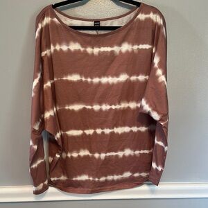 SHEIN Brown and White Relaxed Oversized Blouse